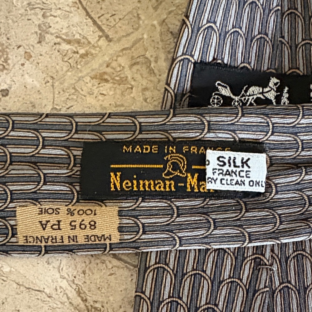 Hermes Gray and Green - Patterned Tie - Picture 3 of 5